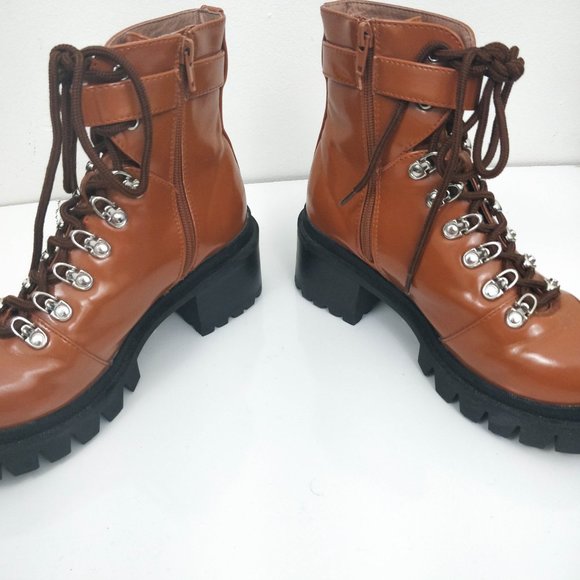 Jeffrey Campbell Czech Brown Combat Boots 7.5 - Picture 5 of 8